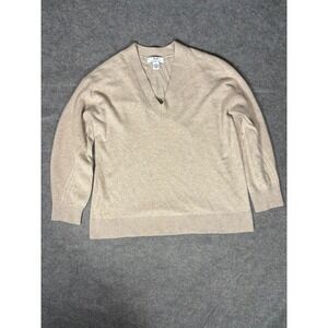 MAGASCHONI Cashmere V Neck Sweater Beige XL Luxury Soft Warm